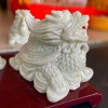 Tượng long quy đá trắng ngang 15cm T031