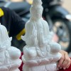 Tượng phật quan âm đá trắng nguyên khối cao 30cm T037