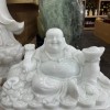 Tượng di lặc đá trắng nguyên khối cao ngang 30cm T083