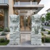 Cặp Kỳ Lân Đại Cát bằng đá trắng tự nhiên nguyên khối, kích thước 1,5m x 0,5m x 0,8m T535