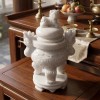 Lư Hương Toàn Gia Cát Tường bằng đá trắng tự nhiên nguyên khối, cao 40cm T534
