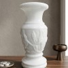 Lọ Hoa Mộc Liên bằng đá trắng tự nhiên nguyên khối, cao 40cm T538
