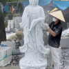 Tượng phật bà quan âm đá trắng nguyên khối cao 2.15m T257