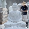 Tượng phật thích ca ngồi đá trắng nguyên khối  cao 68cm-52cm-36cm T266