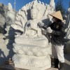 Tượng phật bà quan âm đá trắng nguyên khối cao 1.2m T258