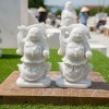 Tượng điêu khắc Phật Di Lặc cưỡi rùa bằng đá trắng nguyên khối cao 25cmT225