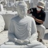 Tượng phật thích ca đá trắng nguyên khối Cao 1.5m ngang 90cm dài 70cm T166