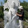 Tượng phật quan âm đứng đá trắng nguyên khối Cao 1.5M ngang 60Cm dài 40Cm T170