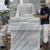 Tượng phật thích ca ngồi  đá trắng nguyên khối tượng cao 103cm x 81 x 52 (cm), đế cao 81cm x 85 x 55 (cm) T271
