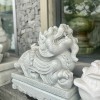 Cặp tỳ hưu đá trắng nguyên khối ngang 60cm T017