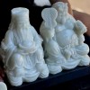 Bộ 2 ông thần tài thổ địa đá trắng nguyên khối cao 20cm T094