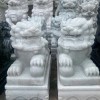 Cặp kỳ lân đá trắng nguyên khối cao 47cm T108