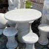 Bộ bàn ghế đá trắng nguyên khối - Bàn đường kính 70cm cao 74cm, ghế đường kính 28cm cao 44cm T102