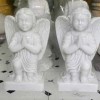 Tượng thiên thần cầu nguyện đá trắng cao 40cm T176