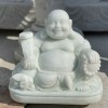 Tượng di lặc đá trắng tự nhiên nguyên khối cao 36cm - ngang 35cm T227