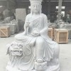 Tượng địa tạng vương bồ tát ngồi trên để thính đá trắng nguyên khối cao 1.2m T308