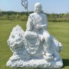 Tượng Địa Tạng Vương Bồ Tát cưỡi Đề Thính Đá Trắng Nguyên Khối Cao 1.8M T309