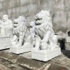 Cặp tượng sư tử đá trắng nguyên khối cao 1.2m T349