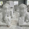 Cặp sư tử đá trắng nguyên khối cao 80cm T353