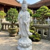 Tượng Phật Quan Thế Âm Bồ Tát bằng đá trắng tự nhiên nguyên khối, cao 1.2m T462