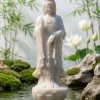 Tượng quan âm đá trắng nguyên khối cao 50cm T466