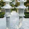 Cặp chân đèn sân vườn đá trắng nguyên khối cao 160cm T437