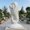 Tượng Sư tử biển bằng đá trắng tự nhiên nguyên khối 170cm x 95cm x 70cm T509