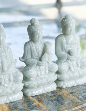 Tượng tam thế phật đá trắng T039