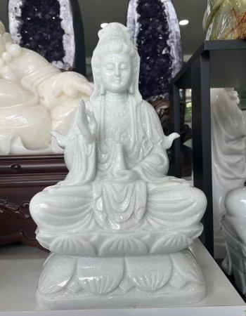 Tượng quan âm đá trắng cao 40cm T078