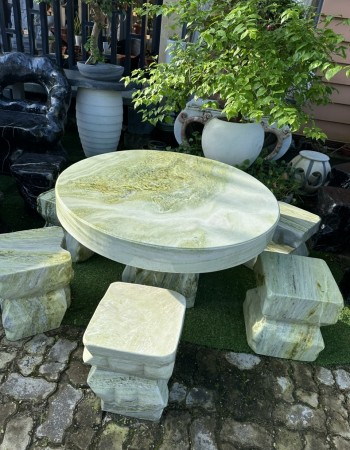 Bộ bàn ghế đá serpentine nguyên khối T029