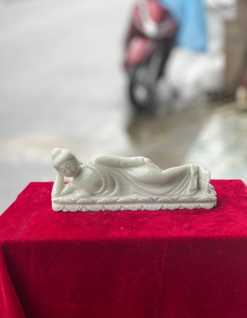 Tượng phật thích ca đá trắng ngang 20cm T036