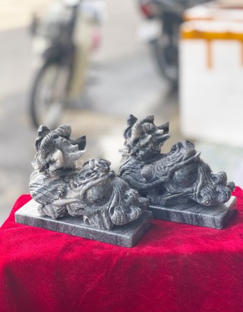 Cặp tỳ hưu đá cẩm vân ngang 15cm T035