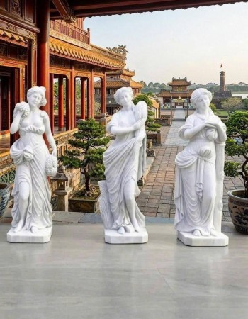 Tượng nghệ thuật đá nguyên khối Bộ Tượng Tam Nữ Thần Ân Điển cao 1m8 T482