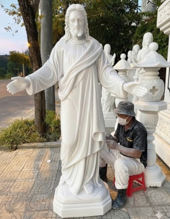 Tượng chúa Giêsu đá trắng cao 1.9m T201