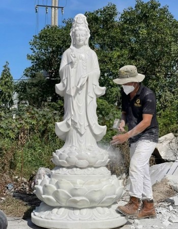 Tượng phật quan âm đá nguyên khối Cao 2.5M ngang 70Cm dài 60Cm T159