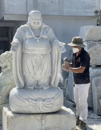 Tượng phật di lặc dáng đứng đá nguyên khối Cao 1.7M ngang 1M dài 60Cm T160