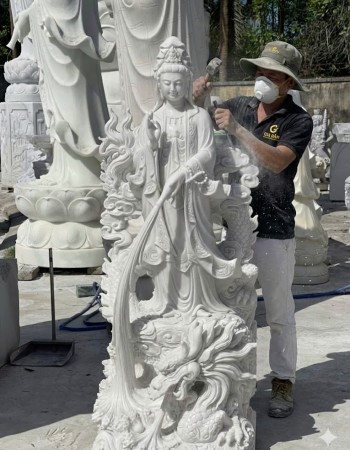 Tượng phật quan âm đứng Cao 1.6M ngang 70Cm dài 45Cm T164