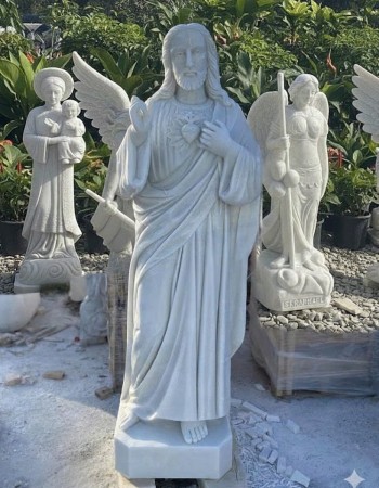 Tượng Chúa Giêsu đá trắng cao 1m6 T208