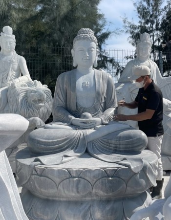 Tượng phật thích ca ngồi đá nguyên khối cẩm vân Cao 2M ngang 1.3M dài 1M T167