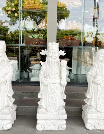 Tượng tam đa phúc lộc thọ đá trắng nguyên khối cao 1M05 T056