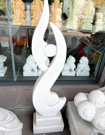 Tượng hình nốt nhạc đá trắng nguyên khối cao 1M15 T054