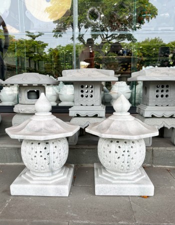 Cặp chân đèn đá trắng nguyên khối cao 55cm  T426