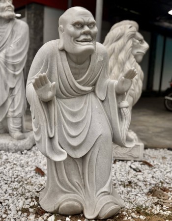 Tượng điêu khắc bộ các vị la hán đá trắng nguyên khối cao 1M T042