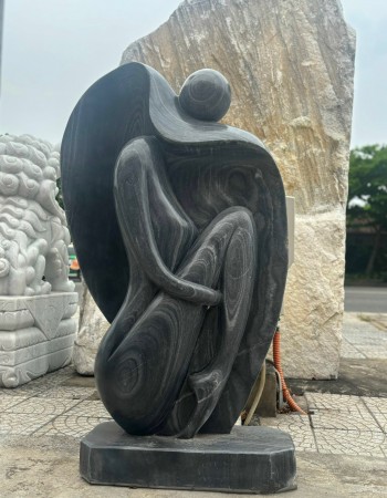 Tượng nghệ thuật cặp tình nhân đá nguyên khối cao 1M5 T047