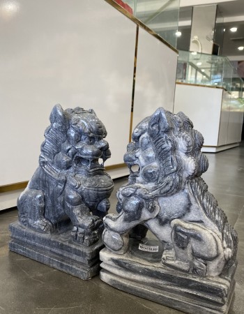Cặp kỳ lân đá cẩm vân cao 30cm ngang 20cm T070