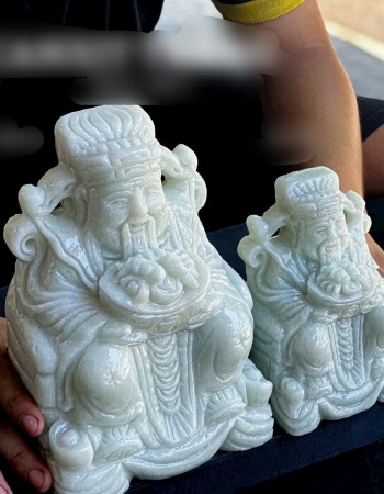  Tượng thần kim tiền đá trắng nguyên khối cao15cm , 20cm T092