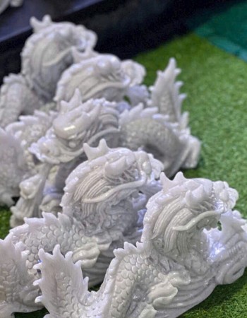 Cặp rồng ngang đá trắng 25cm may mắn chiêu tài lộc T101