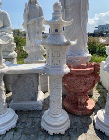 Cặp chân đèn đá trắng nguyên khối cao 1m7 - ngang 50cm T105