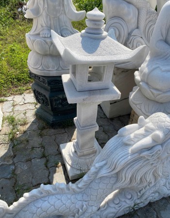 Cây đèn đá trắng nguyên khối - Cao 1m ngang 36cm T103