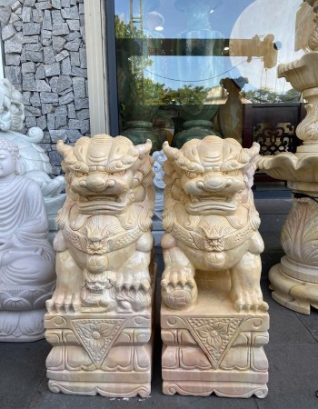 Cặp kỳ lân đá cẩm vân nguyên khối cao 70cm T020